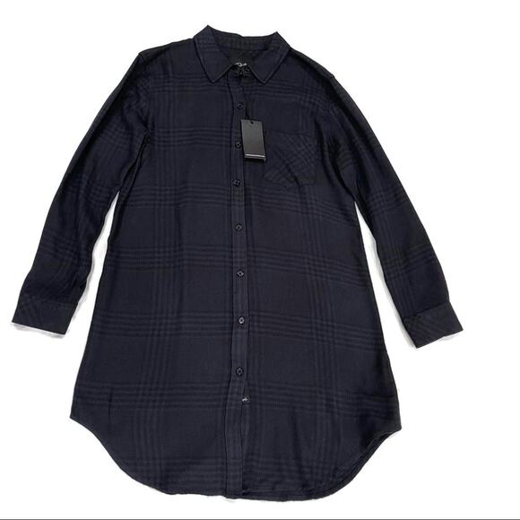 Rails Bianca Shirtdress In Charcoal Shadow Size XS NWT Front Button Long Sleeves - Picture 9 of 13